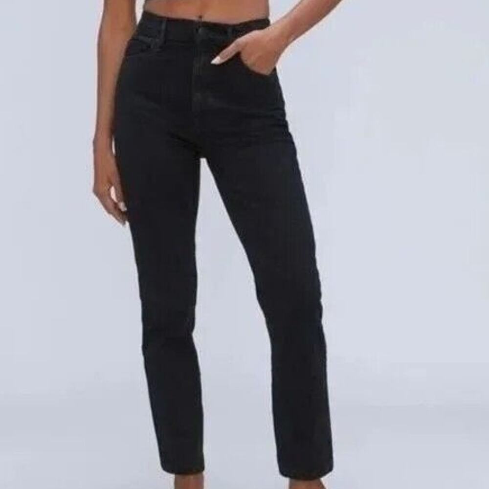 NWT Everlane Original Cheeky Cropped High Rise Straight Leg Jeans 24 Black